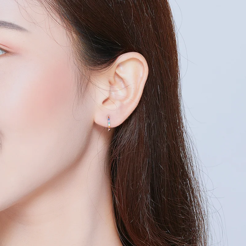 (imagem para) Brinco Argolas Zircão Colorido estilo Pandora - SCE721 - Visualizar 8