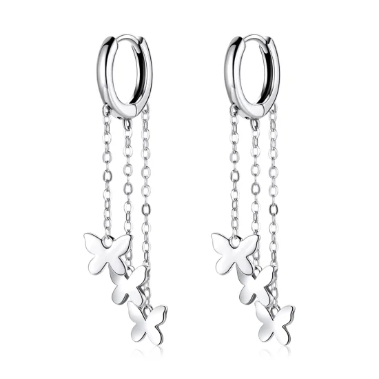 (imagem para) Brinco Borboleta Tassel estilo Pandora - SCE1173