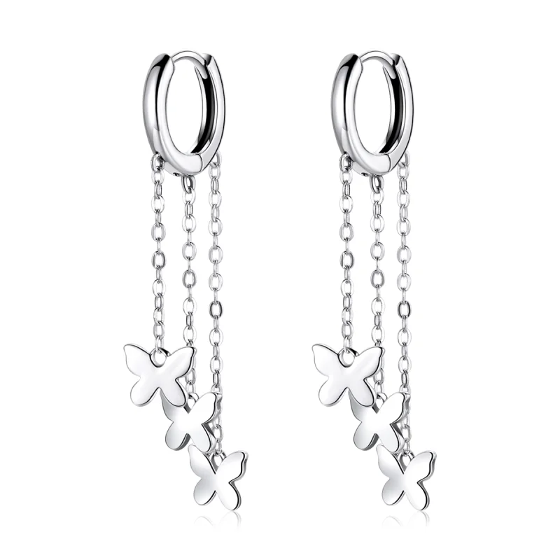 (imagem para) Brinco Borboleta Tassel estilo Pandora - SCE1173