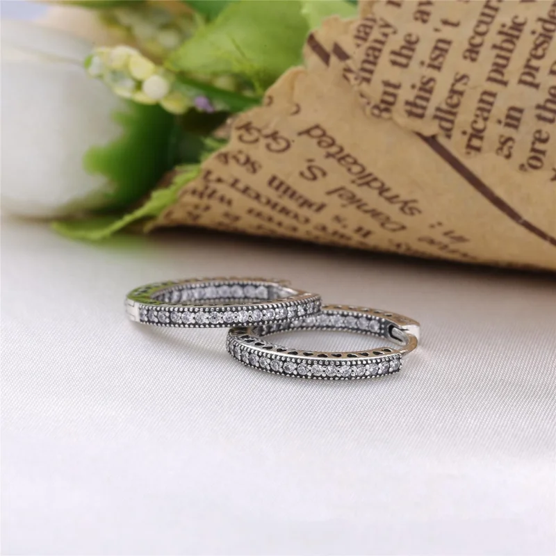 (imagem para) Brincos Pandora de prata Corações - Visualizar 3