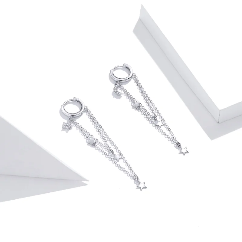 (imagem para) Brinco Elegant Star Moon estilo Pandora - SCE982 - Visualizar 3