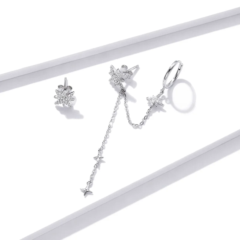 (imagem para) Brinco Estrelas brilhantes estilo Pandora - BSE433 - Visualizar 3
