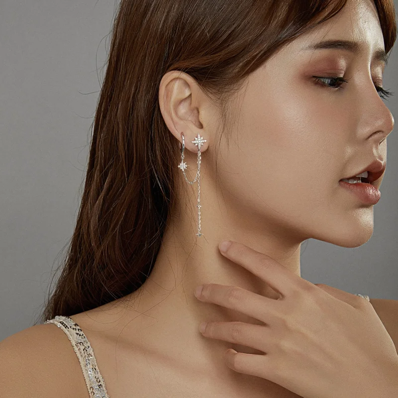 (imagem para) Brinco Estrelas brilhantes estilo Pandora - BSE433 - Visualizar 6