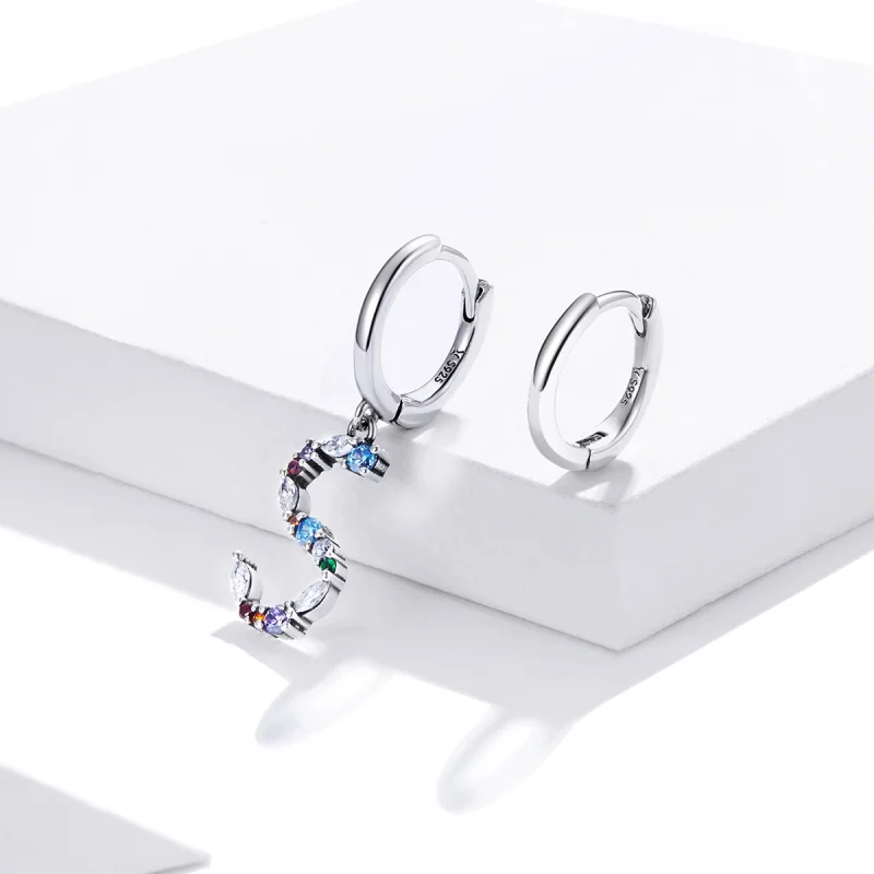 (imagem para) Brinco Letra S colorida estilo Pandora - SCE1032 - Visualizar 4