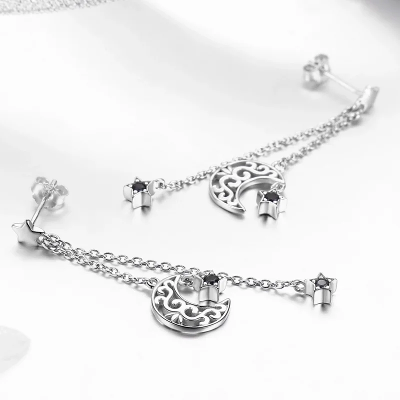 (imagem para) Brinco Lua de Luz estelar estilo Pandora - SCE528 - Visualizar 4