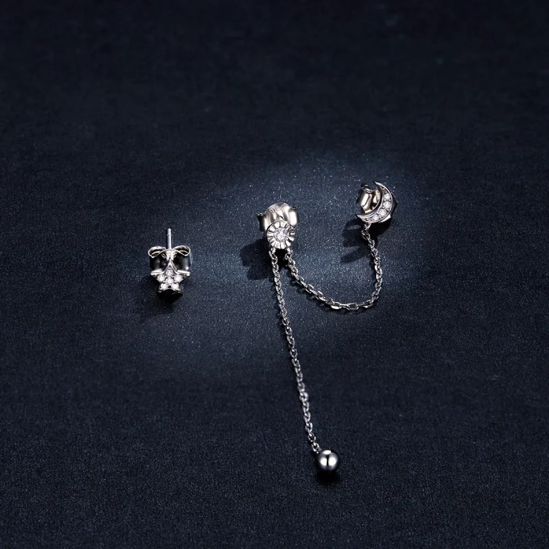 (imagem para) Brinco Lua e estrelas sonhadoras estilo Pandora - BSE431 - Visualizar 5