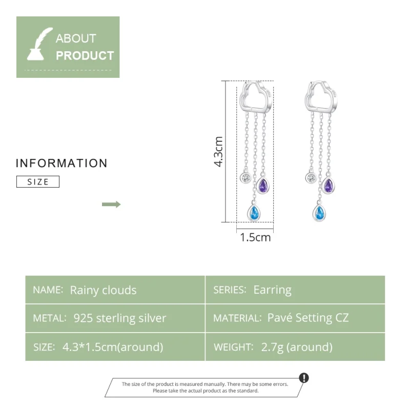 (imagem para) Brinco Nuvens Chuvosas life Pandora - BSE220 - Visualizar 3