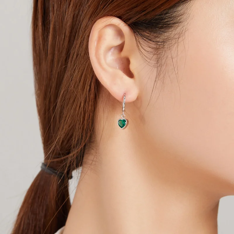 (imagem para) Brinco O amor da cobra e do coração verde estilo Pandora - SCE1006 - Visualizar 5