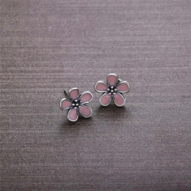 (imagem para) Brinco PANDORA de Prata e Esmalte Flor de Cerejeira - 290537EN40 - Visualizar 2
