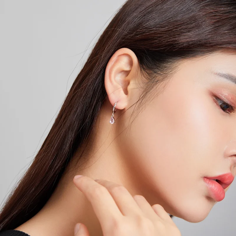 (imagem para) Brinco Pingo D'água estilo Pandora - SCE1018-PK - Visualizar 4