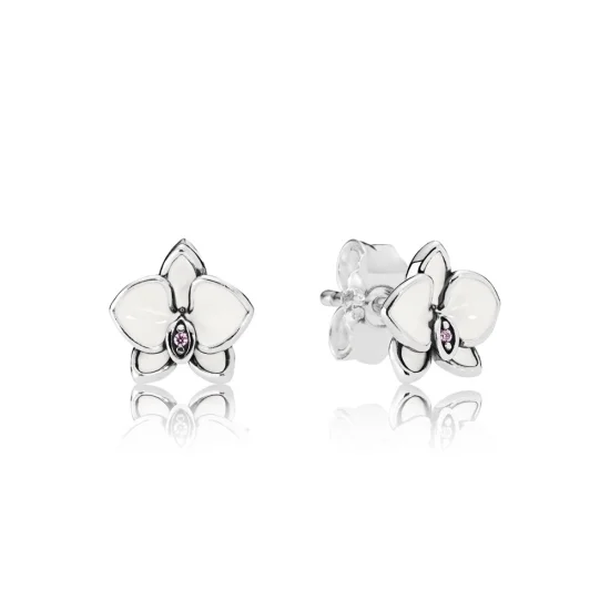 (imagem para) Brinco PANDORA Orquídea Branca - Flor da Pureza do Amor - 290749EN12