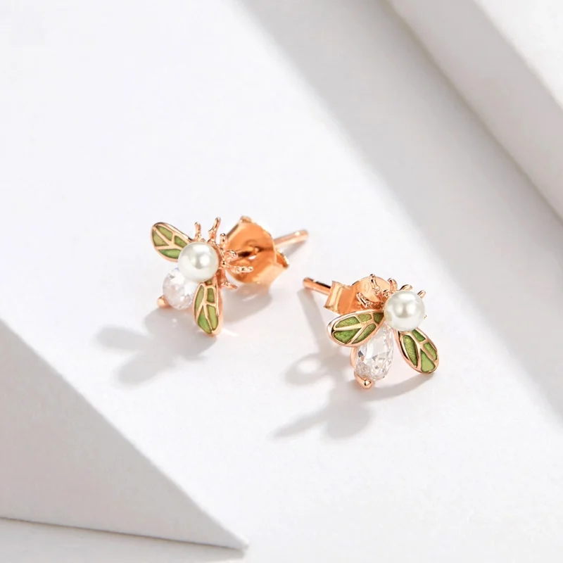 (imagem para) Brincos Petit Abelha estilo Pandora Rose - SCE643 - Visualizar 2