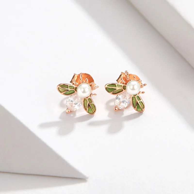 (imagem para) Brincos Petit Abelha estilo Pandora Rose - SCE643 - Visualizar 3
