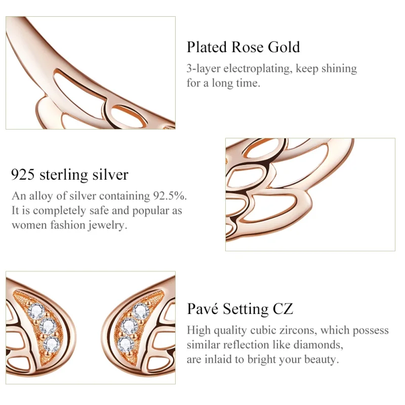 (imagem para) Brincos Petit Asas de Elfo estilo Pandora Rose - SCE343-C - Visualizar 3