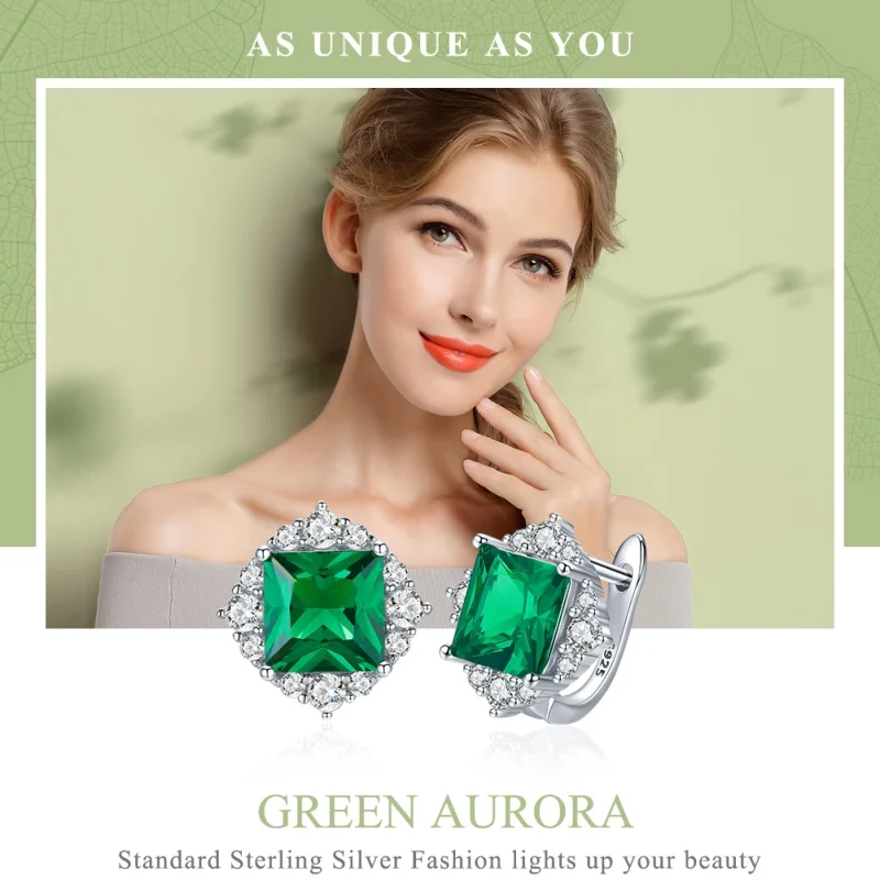 (imagem para) Brincos Petit Aurora Verde estilo Pandora - SCE540 - Visualizar 2