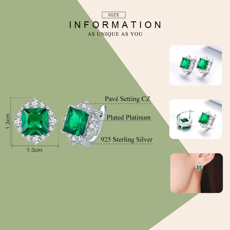 (imagem para) Brincos Petit Aurora Verde estilo Pandora - SCE540 - Visualizar 3