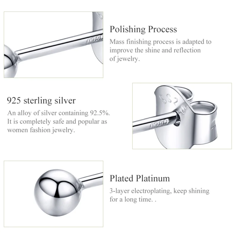 (imagem para) Brincos Petit Bola pequena estilo Pandora - SCE581 - Visualizar 3