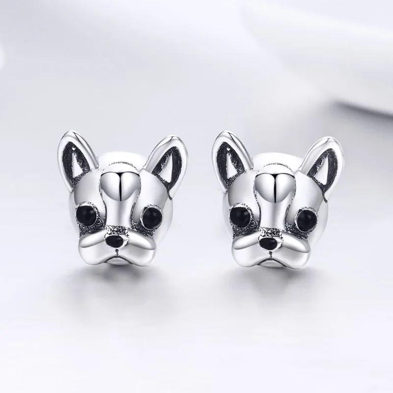 (imagem para) Brincos Petit Bulldog Fofo estilo Pandora - SCE283 - Visualizar 5
