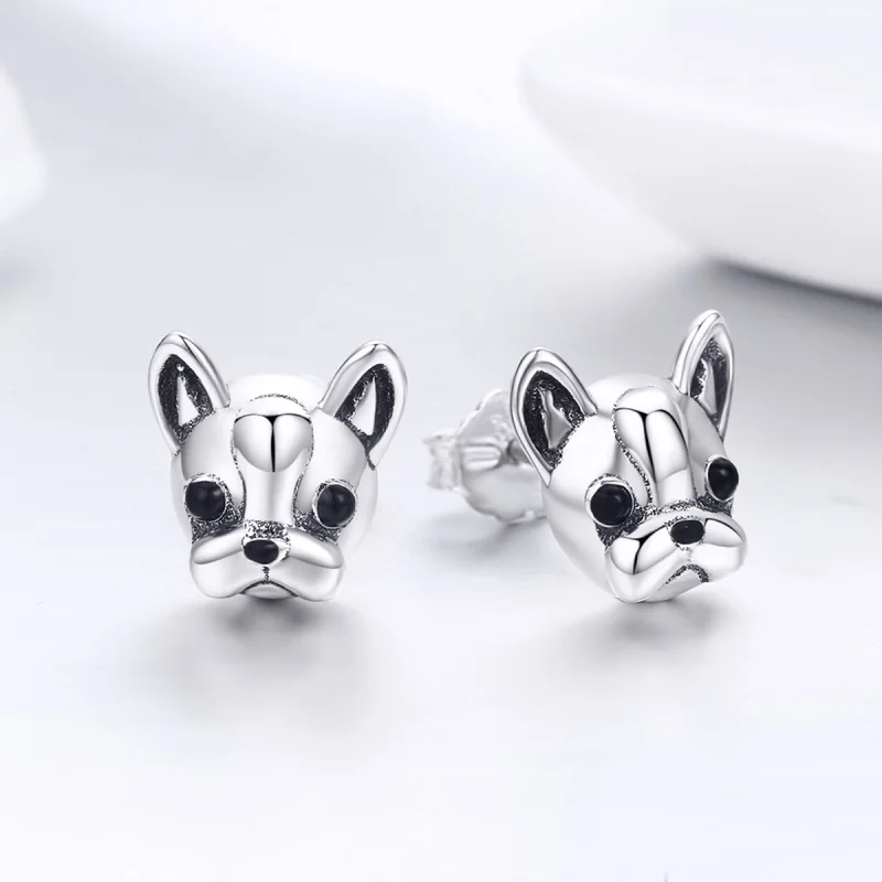 (imagem para) Brincos Petit Bulldog Fofo estilo Pandora - SCE283 - Visualizar 6