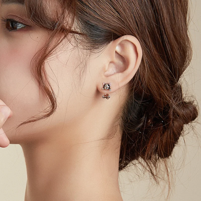 (imagem para) Brincos Petit Cachorro estilo Pandora - SCE978 - Visualizar 8