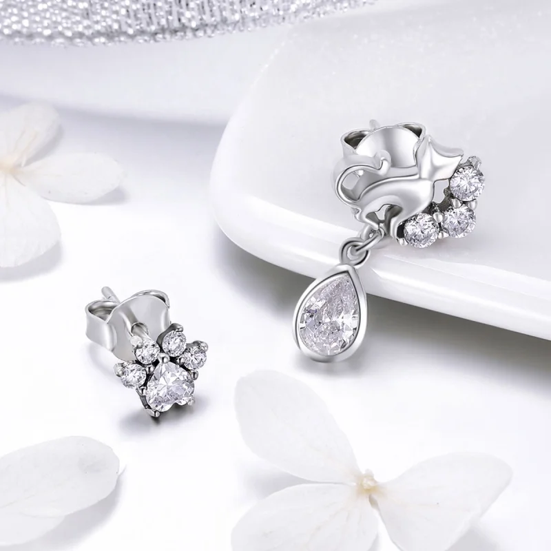 (imagem para) Brincos Petit Companheirismo do gato estilo Pandora - SCE424 - Visualizar 4