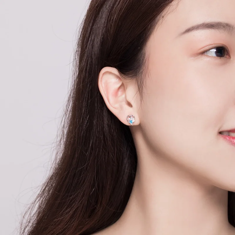 (imagem para) Brincos Petit Coração de pata de cachorro carinhoso estilo Pandora - SCE654 - Visualizar 6