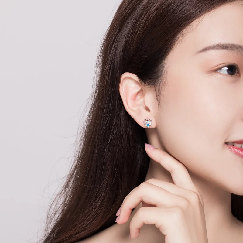 (imagem para) Brincos Petit Coração de pata de cachorro carinhoso estilo Pandora - SCE654 - Visualizar 7