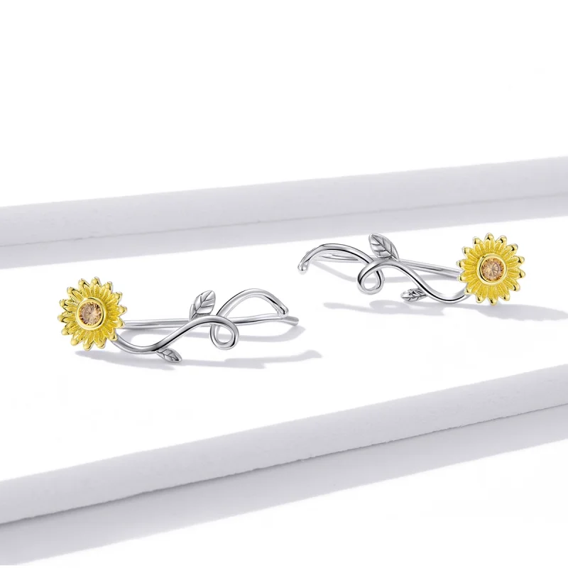 (imagem para) Brincos Petit Dois tons Margarida Fresca estilo Pandora - BSE394 - Visualizar 2