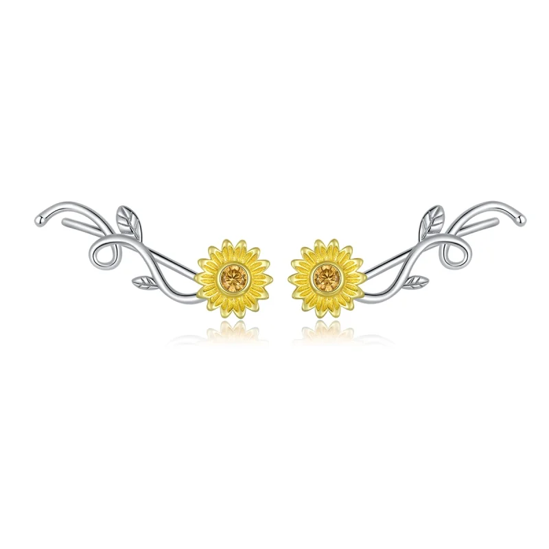 (imagem para) Brincos Petit Dois tons Margarida Fresca estilo Pandora - BSE394