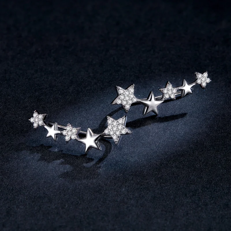 (imagem para) Brincos Petit Ear Crawler Stars estilo Pandora - BSE351 - Visualizar 5