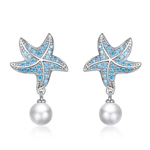 (imagem para) Brincos Petit Estrela do mar com pérolas estilo Pandora - BSE405