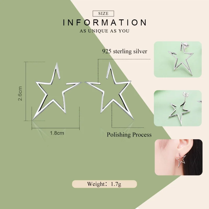 (imagem para) Brincos Petit Estrela moderna estilo Pandora - SCE107 - Visualizar 2