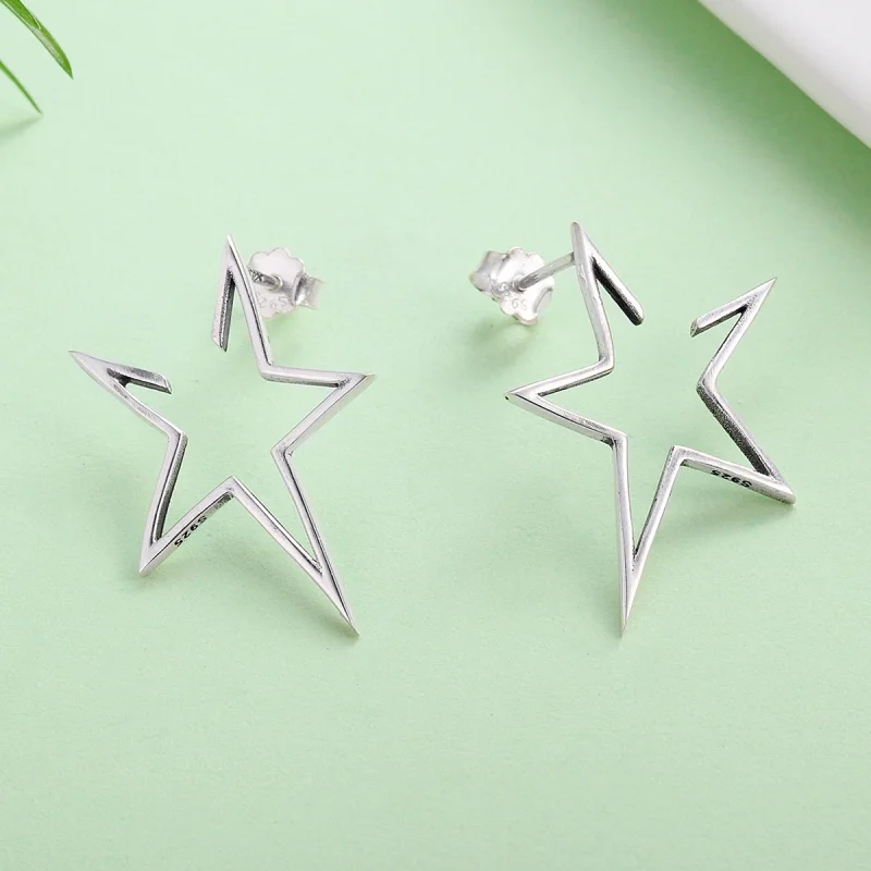 (imagem para) Brincos Petit Estrela moderna estilo Pandora - SCE107 - Visualizar 5