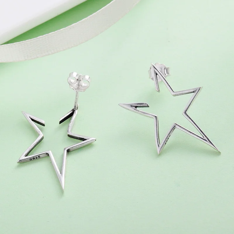 (imagem para) Brincos Petit Estrela moderna estilo Pandora - SCE107 - Visualizar 6