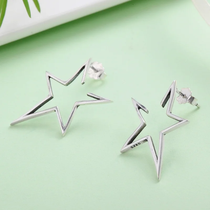 (imagem para) Brincos Petit Estrela moderna estilo Pandora - SCE107 - Visualizar 7