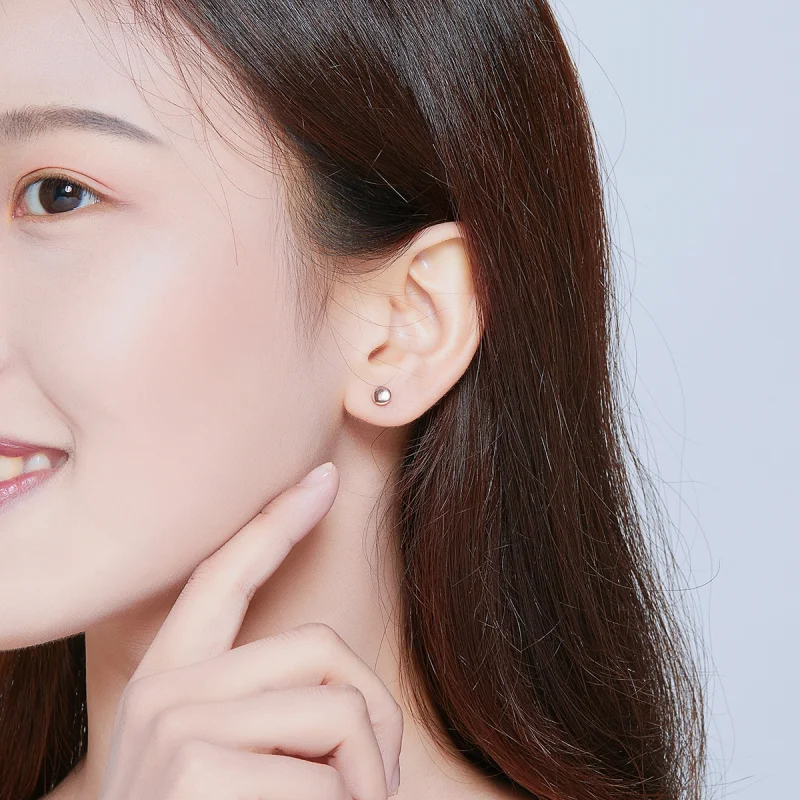 (imagem para) Brincos Petit Feijão Simples estilo Pandora Rose - SCE705-C - Visualizar 6