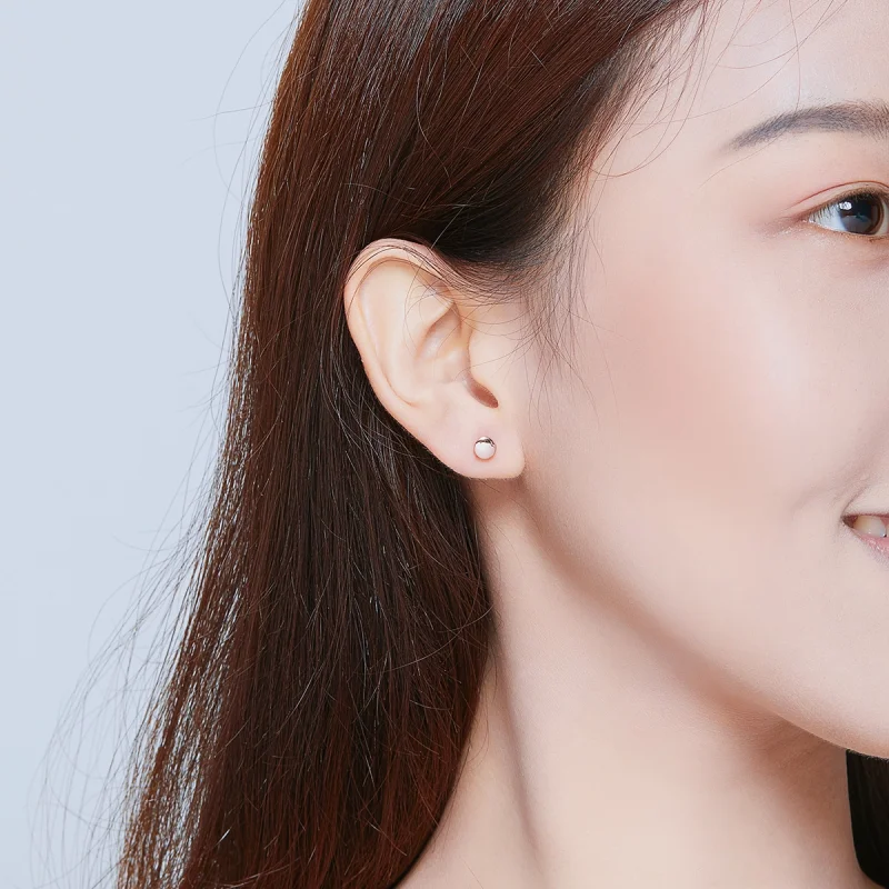 (imagem para) Brincos Petit Feijão Simples estilo Pandora Rose - SCE705-C - Visualizar 7