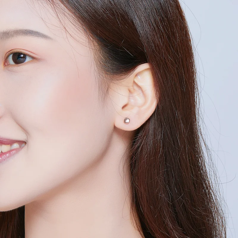 (imagem para) Brincos Petit Feijão Simples estilo Pandora Rose - SCE705-C - Visualizar 8