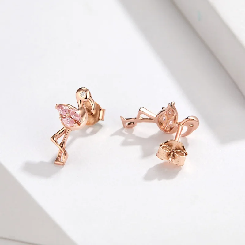 (imagem para) Brincos Petit Flamingos estilo Pandora Rose - BSE120 - Visualizar 2