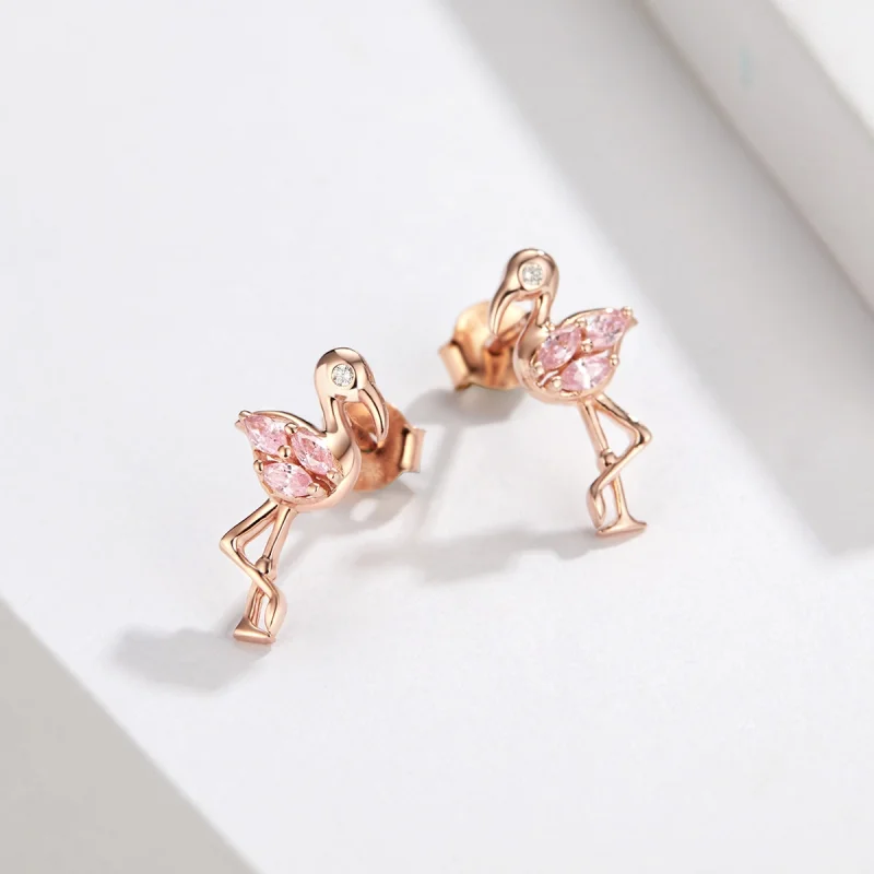 (imagem para) Brincos Petit Flamingos estilo Pandora Rose - BSE120 - Visualizar 5