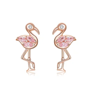Brincos Petit Flamingos estilo Pandora Rose - BSE120 (imagem para) Brincos Petit Flamingos estilo Pandora Rose - BSE120