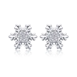 (imagem para) Brincos Petit Flocos De Neve Elegantes estilo Pandora - BSE009