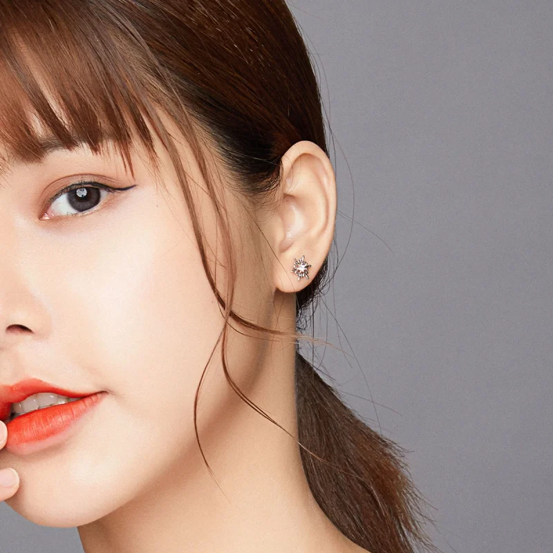 (imagem para) Brincos Petit Flocos De Neve Românticos estilo Pandora - BSE424 - Visualizar 7