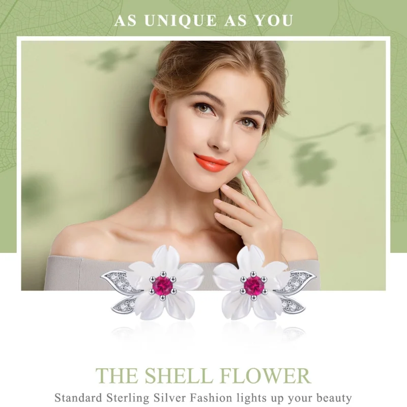 (imagem para) Brincos Petit Flor de cerejeira estilo Pandora - BSE055 - Visualizar 6