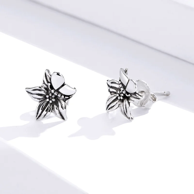 (imagem para) Brincos Petit Flores de amor de borboleta estilo Pandora - SCE887 - Visualizar 2