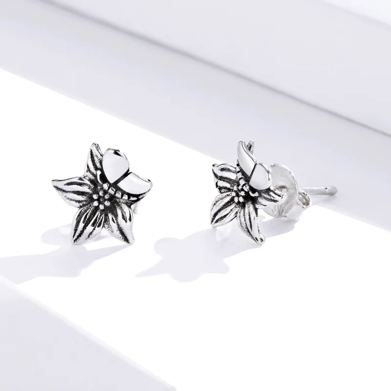 (imagem para) Brincos Petit Flores de amor de borboleta estilo Pandora - SCE887 - Visualizar 3