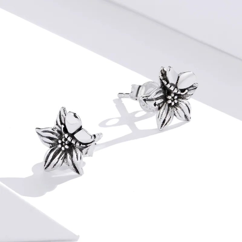(imagem para) Brincos Petit Flores de amor de borboleta estilo Pandora - SCE887 - Visualizar 4