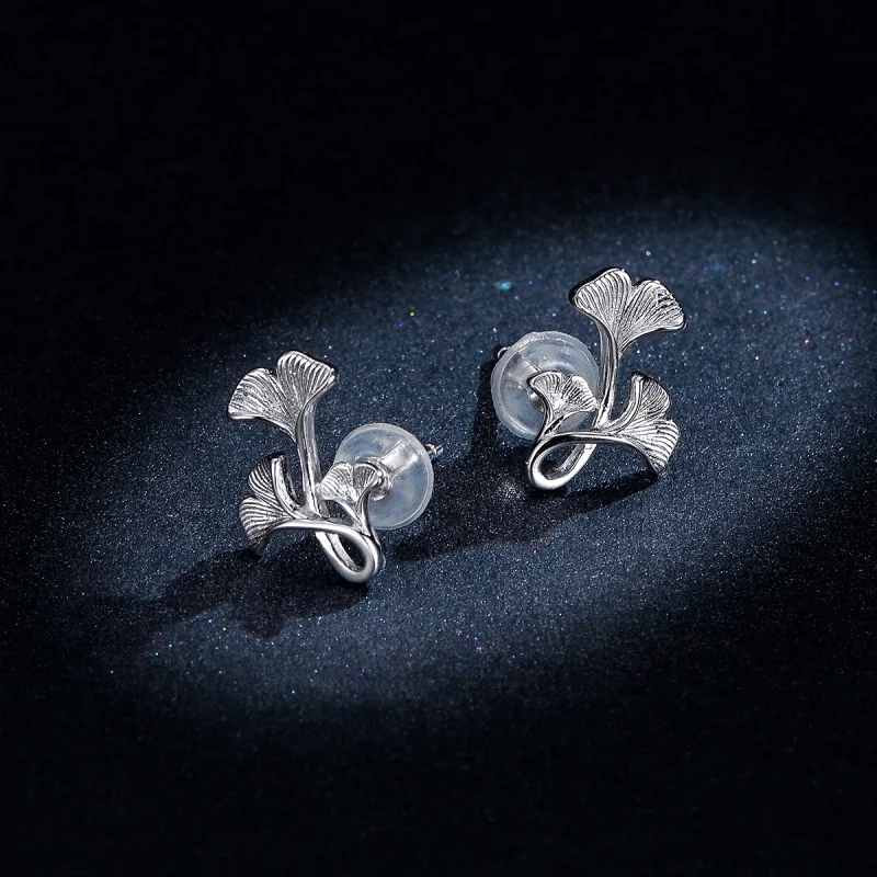 (imagem para) Brincos Petit Folha de ginkgo estilo Pandora - BSE328 - Visualizar 8