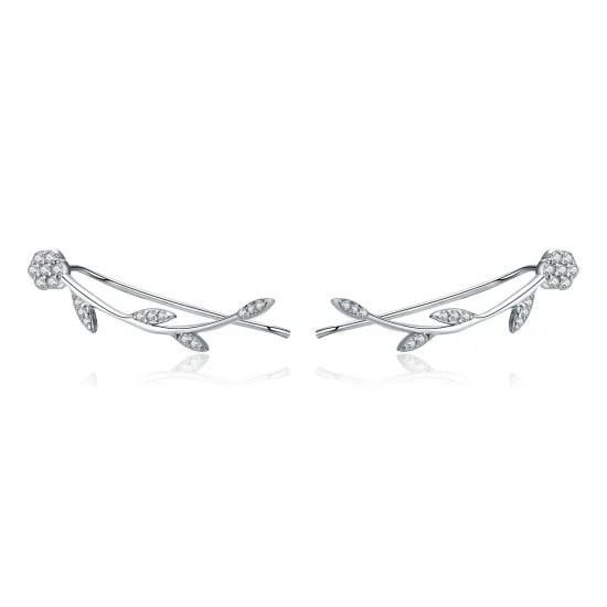 (imagem para) Brincos Petit Folhas Brilhantes estilo Pandora - SCE266