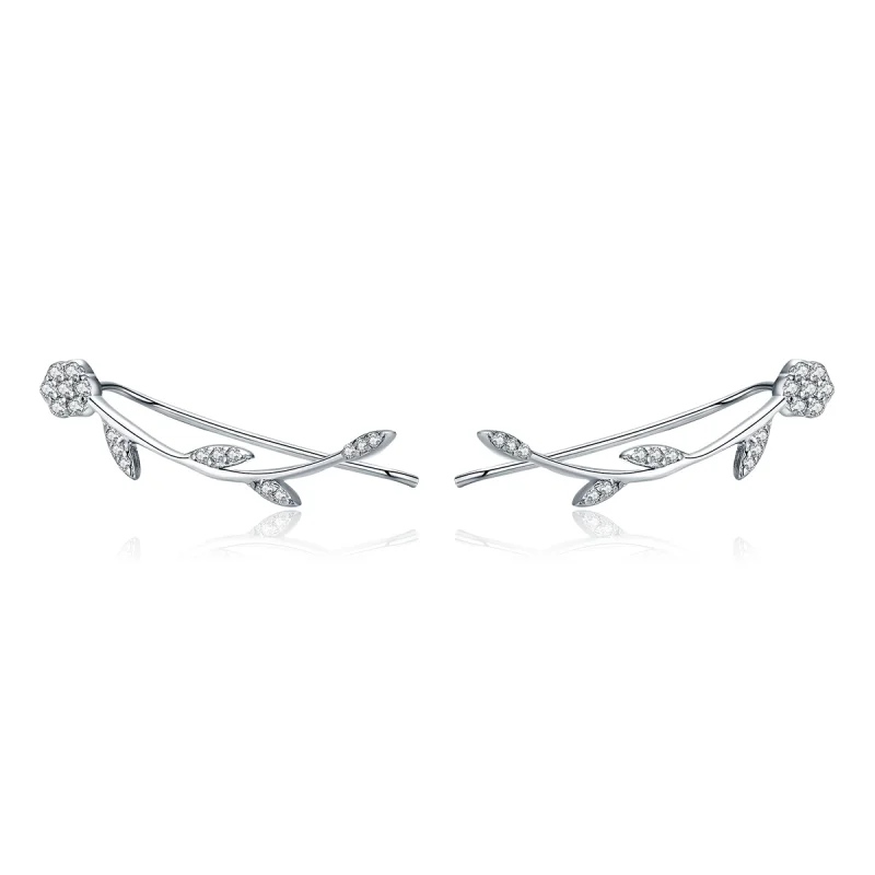 (imagem para) Brincos Petit Folhas Brilhantes estilo Pandora - SCE266